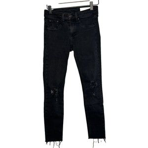 Rag and Bone Jean Legging Black Cropped Raw Hem Skinny Jean Size 26